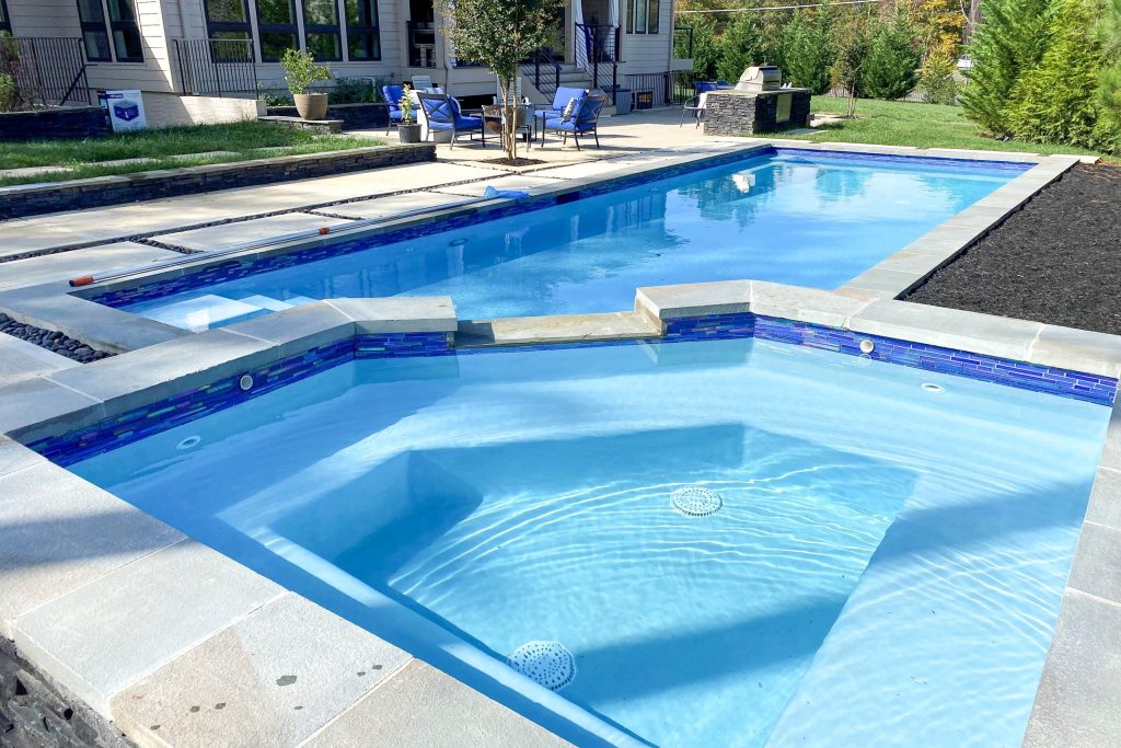 upgraded pool with hot tub